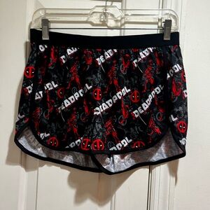 NWOT Marvel Deadpool Print Black & Red Lounge Pajama Shorts - by Pjammy
